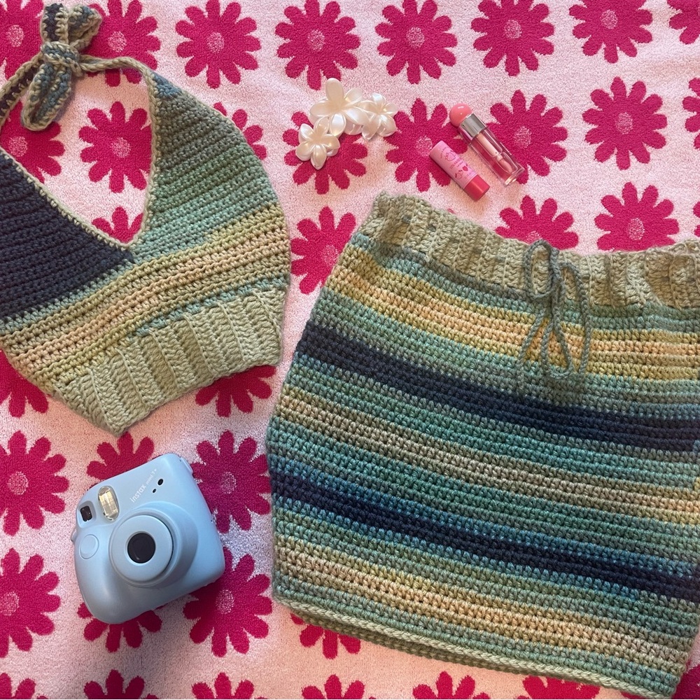Handknit Green Coord Set